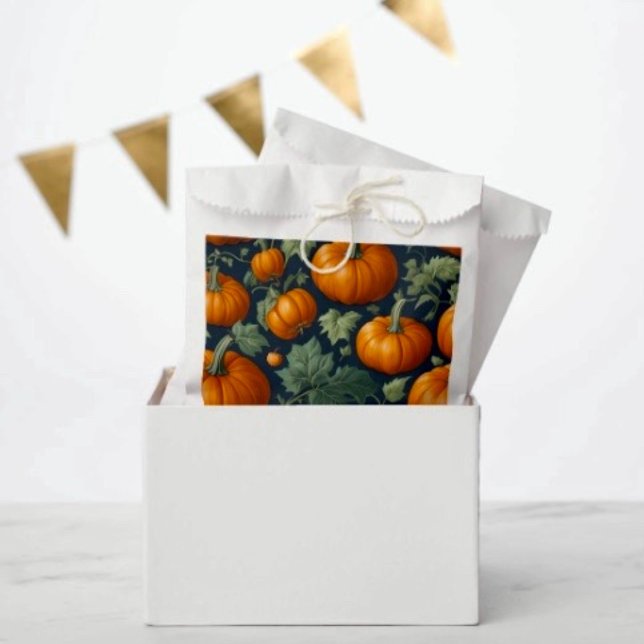 Bolsa De Papel Parche de Calabaza Frondosa (Favor Bag Dimensions: 5.75”x8” sold in sets of 50. 
)
