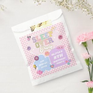 Bolsa De Papel Parche de cumpleaños de Sleepover Preppy Varsity