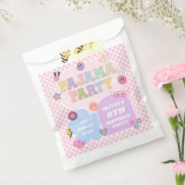 Bolsa De Papel Parche de cumpleaños del Fiesta Pajama Preppy Vars