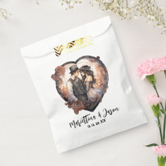 Bolsa De Papel Pareja acuarela romántica vintage de corazón