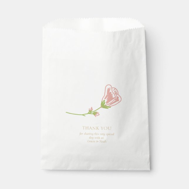 Bolsa De Papel Pareja Boda floral elegante y sincera (Anverso)