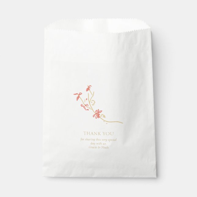 Bolsa De Papel Pareja Boda floral elegante y sincera (Anverso)