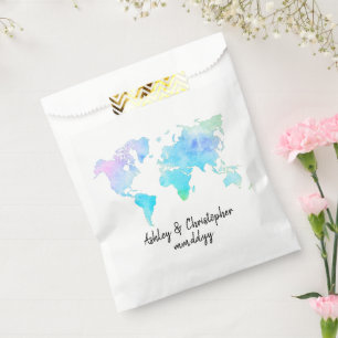 Bolsa De Papel Pareja Boda personalizada del mapa del mundo de ac