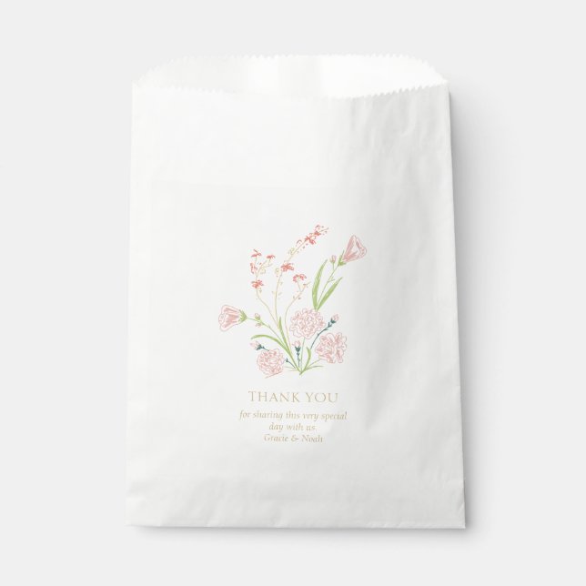 Bolsa De Papel Pareja de novios con flores caprichosas y elegante (Anverso)