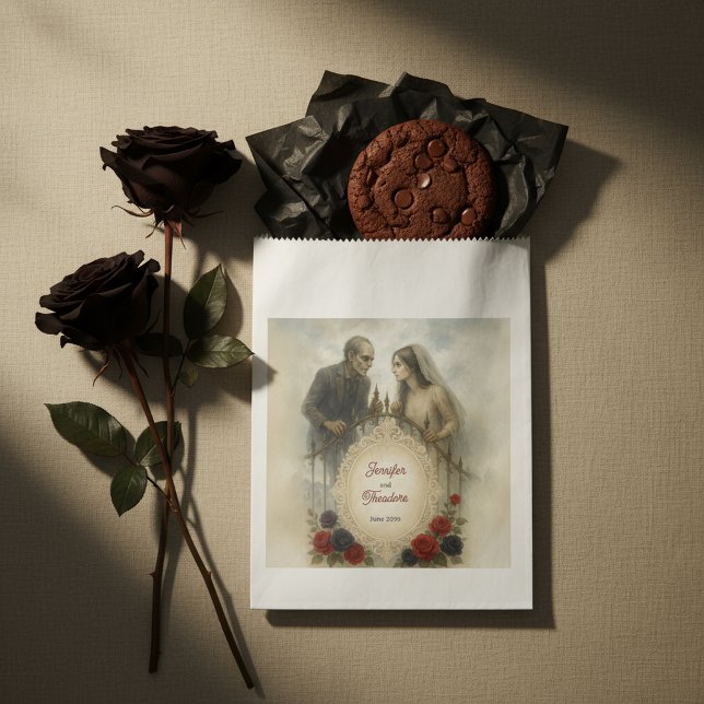 Bolsa De Papel Pareja gótico Boda Zombie Halloween (Goth Couple Zombie Halloween Wedding Favor Bag
)