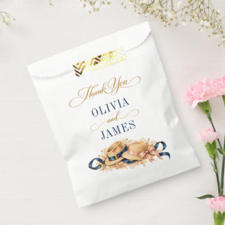 Bolsa De Papel Pareja madura segunda boda azul marino dorado