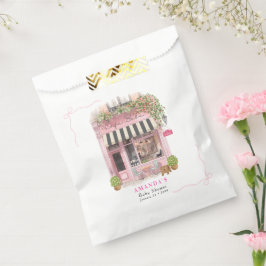 Bolsa De Papel Parisian Cafe Bonjour Bebe Pink Bow Baby Shower 