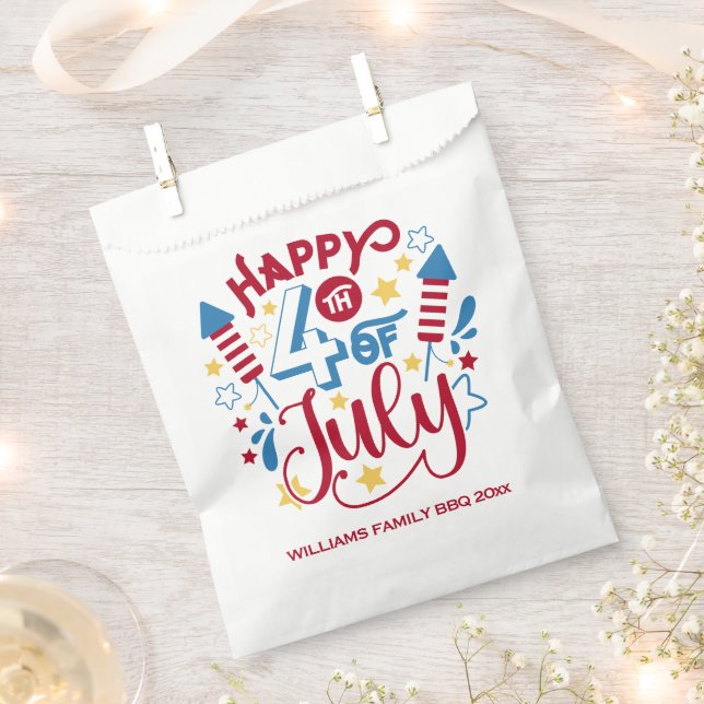 Bolsa De Papel Parrillada personalizada del 4 de julio (Cortado)