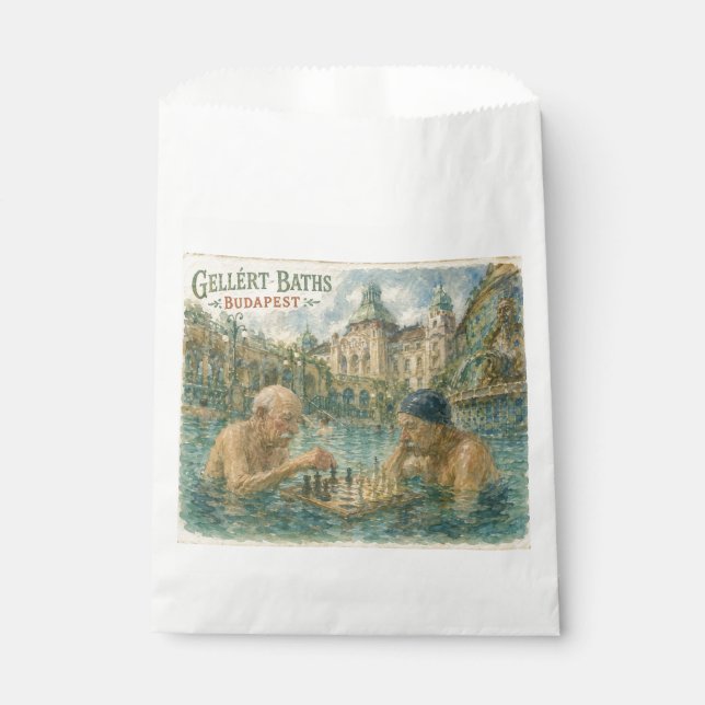 Bolsa De Papel Partida de ajedrez Baños Gellert Budapest Hungría (Anverso)