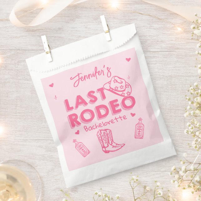 Bolsa De Papel Partido Bachelorette de Rodeo Rosa Última (Cortado)
