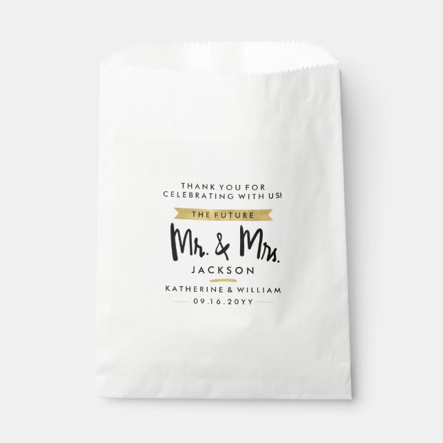 Bolsa De Papel Partido de compromiso Futuro Sr. y Sra. Favor Bag (Anverso)