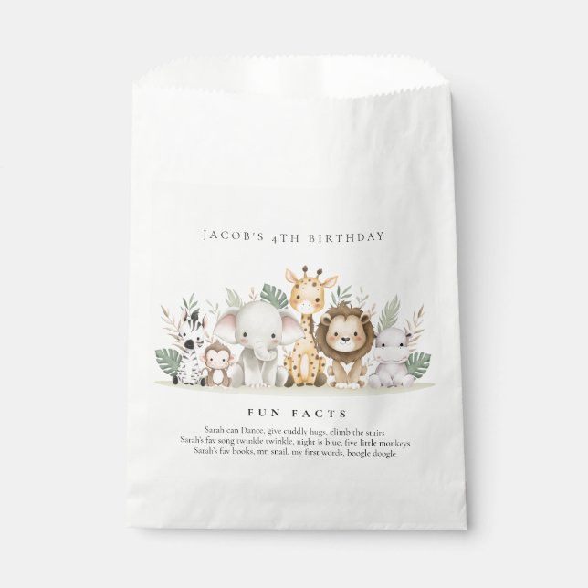 Bolsa De Papel Partido de cumpleaños Animal Safari, Fiesta de Flo (Anverso)