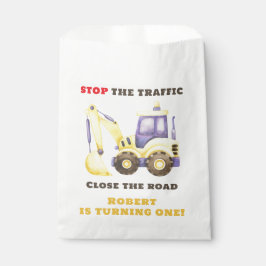Bolsa De Papel Partido de cumpleaños de la Excavadora de Camiones