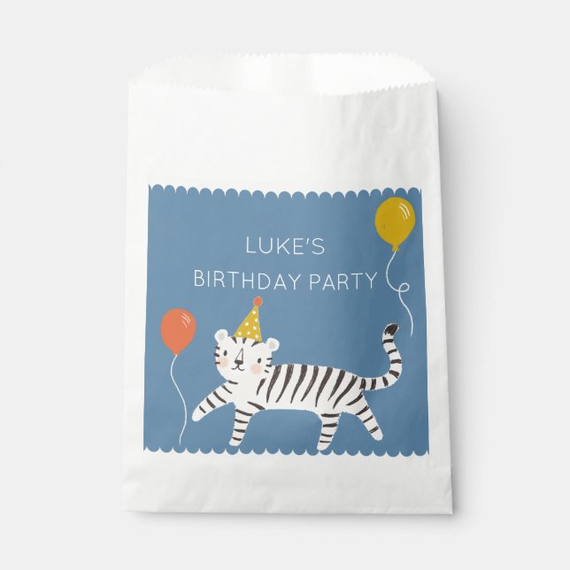 Bolsa De Papel Partido de Cumpleaños de los Tigres Blancos (Anverso)