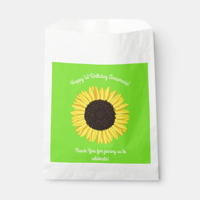 Bolsa De Papel Partido de Cumpleaños del Girasol (Anverso)