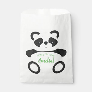 Bolsa De Papel Partido de cumpleaños del oso Panda Verde