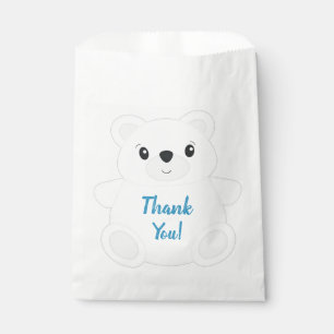 Bolsa De Papel Partido de cumpleaños del oso polar azul
