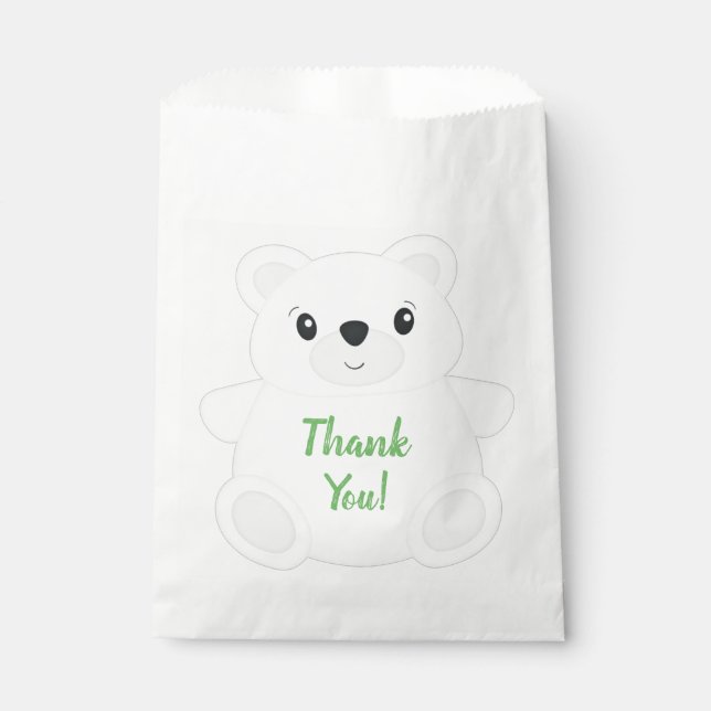 Bolsa De Papel Partido de Cumpleaños del Oso Polar Verde (Anverso)