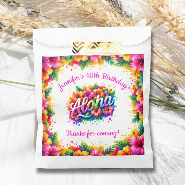 Bolsa De Papel Partido de Cumpleaños Tropical Aloha Luau (Subido por el creador)