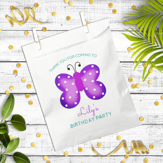 Bolsa De Papel Partido de la Mariposa Púrpura Favor Gracias