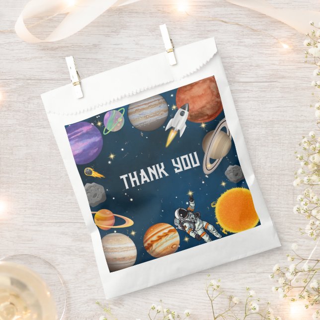 Bolsa De Papel Partido del Primer Cumpleaños del Astronauta Espac (Cortado)