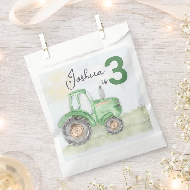 Bolsa De Papel Partido del Tractor Verde Favorece las bolsas de p (Cortado)