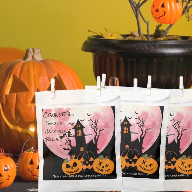 Bolsa De Papel Partido Halloween de la Calabaza Infantil (Pumpkin Halloween Party Favor Bag)