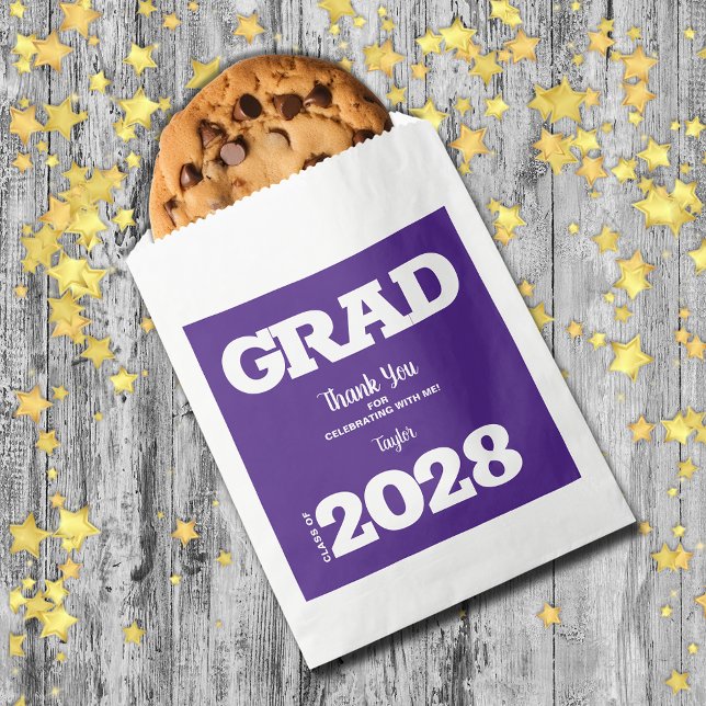 Bolsa De Papel Partido Purple White Graduation Favorece la Bolsa (Purple and White Graduation Party Treat Favor Bags)
