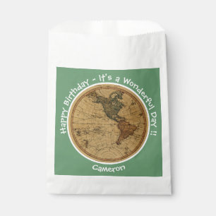Bolsa De Papel Partido Temático del Mapa del Hemisferio Occidenta