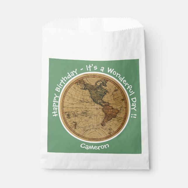 Bolsa De Papel Partido Temático del Mapa del Hemisferio Occidenta (Anverso)