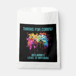 Bolsa De Papel Partidos de Videojuego Verde azulados de cumpleaño