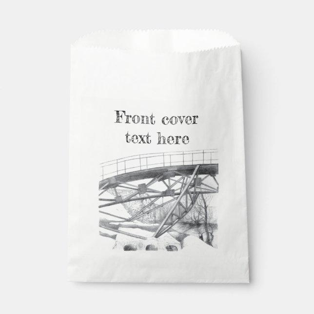 Bolsa De Papel Pasarela antigua. Dibujo a lápiz. (Anverso)