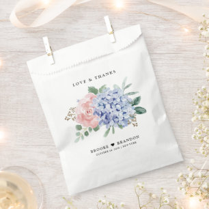 Bolsa De Papel Pastel azul turbio Hidrangea rosa Boda botánico
