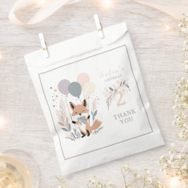 Bolsa De Papel Pastel Boho Fox y Balloons Cumpleaños