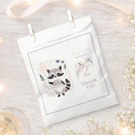 Bolsa De Papel Pastel Boho Raccoon y Globos Cumpleaños