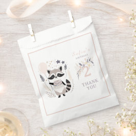 Bolsa De Papel Pastel Boho Raccoon y Globos Cumpleaños