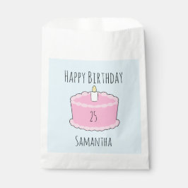 Bolsa De Papel Pastel de cumpleaños rosa