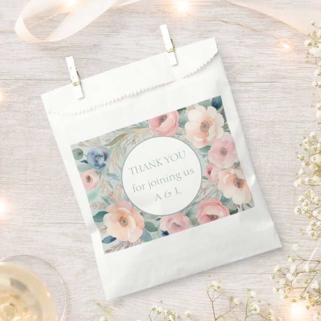 Bolsa De Papel Pastel Floral Elegance Boda (Cortado)