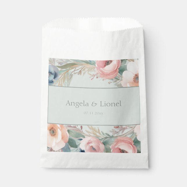 Bolsa De Papel Pastel Floral Elegance Boda (Anverso)