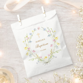 Bolsa De Papel Pastel Flores Silvestres Bautismo