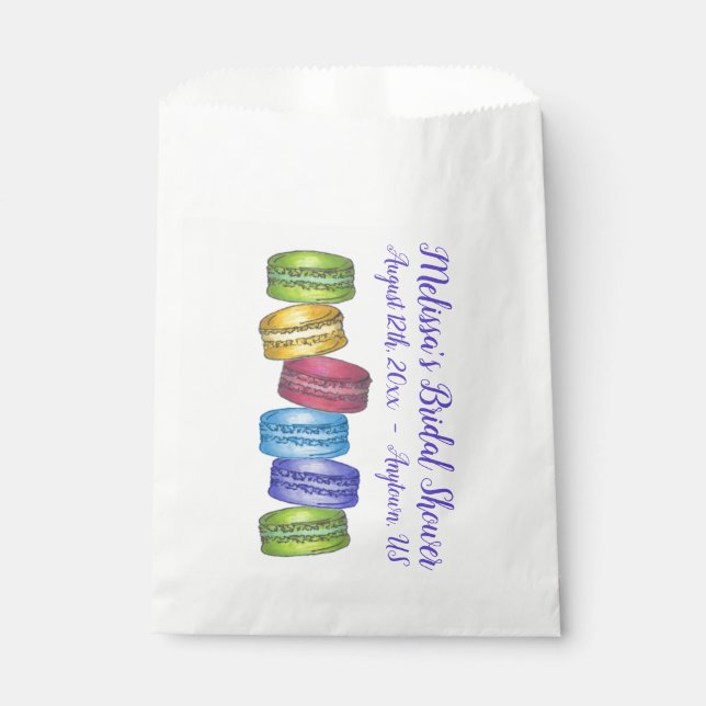 Bolsa De Papel Pastel francés Macaron Cookie Stack Bridal Ducha (Anverso)