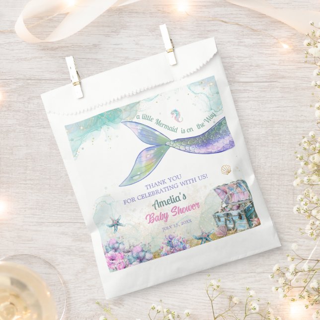 Bolsa De Papel Pastel Ocean Treasure Mermaid Girl (Cortado)