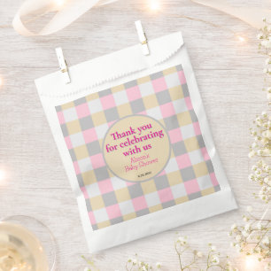 Bolsa De Papel Pastel Plaid Baby Shower