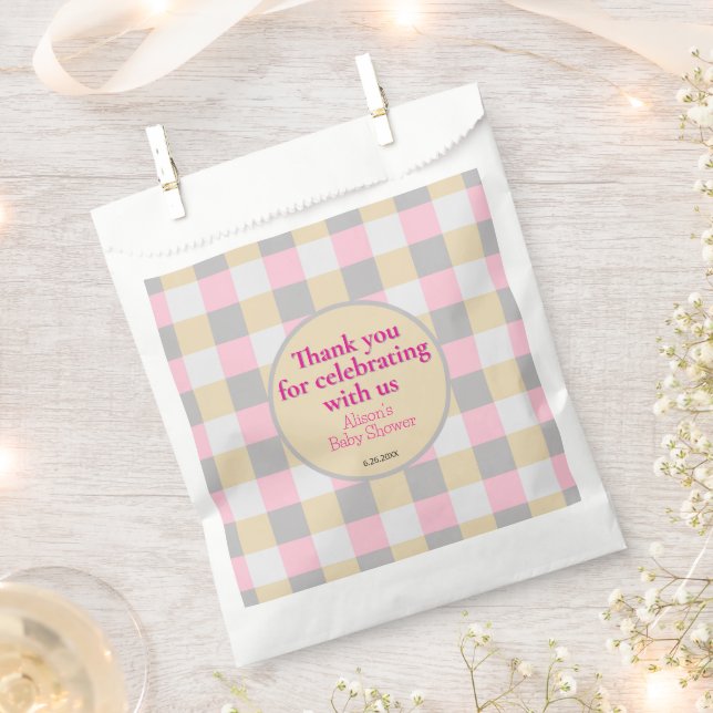 Bolsa De Papel Pastel Plaid Baby Shower (Cortado)