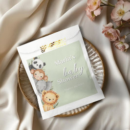 Bolsa De Papel Pastel Tropical Baby Shower Jungle Safari Animales