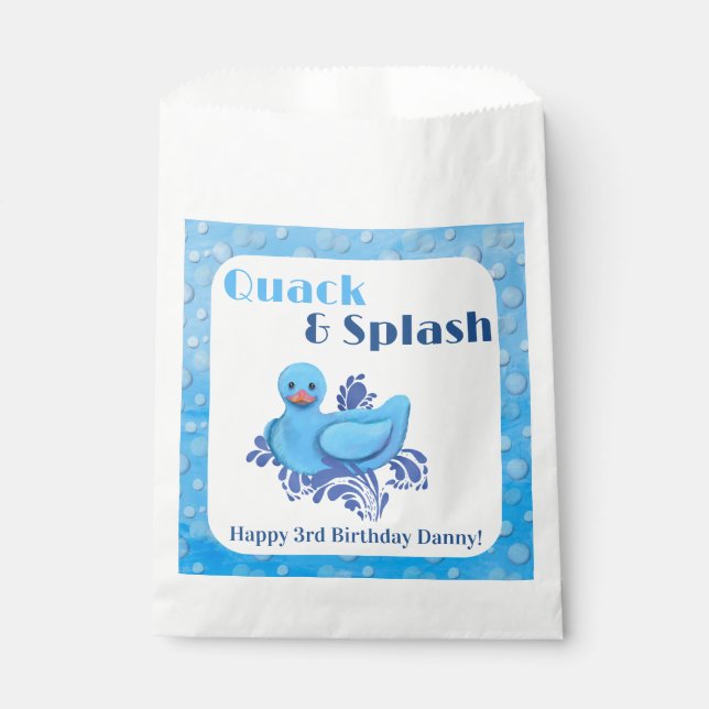 Bolsa De Papel Pato Quack y Splash cumpleaños 3 (Anverso)