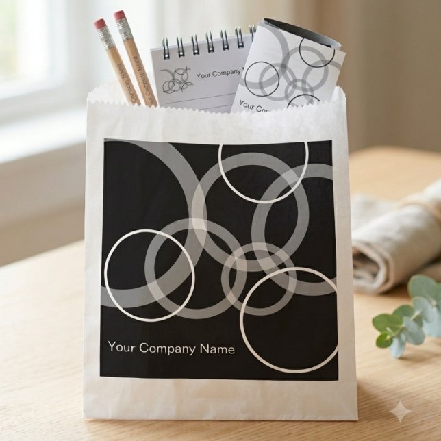 Bolsa De Papel Patrón abstracto de círculo negro y blanco moderno (Sleek branded paper bag with modern circle art, perfect for professional, high-end retail packaging.)