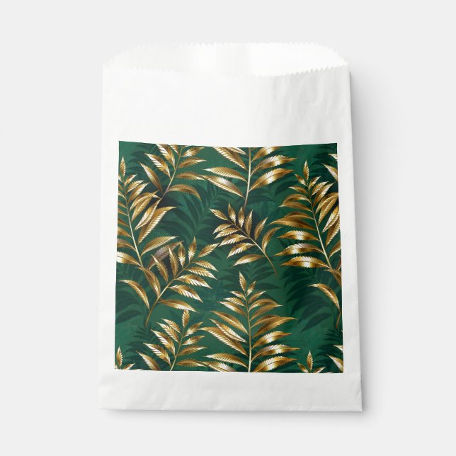 Bolsa De Papel Patrón continuo con helechos dorados (Anverso)