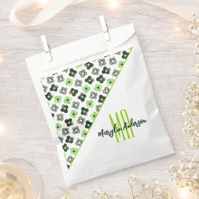 BOLSA DE PAPEL PATRÓN DE AGENDER FLORAL MONOGRAM PERSONALIZADO LG (Cortado)