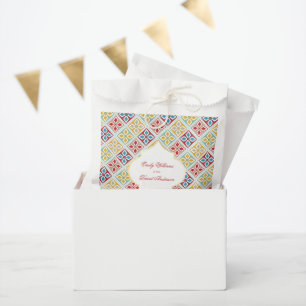 Bolsa De Papel Patrón de baldosas marroquíes rojo amarillo